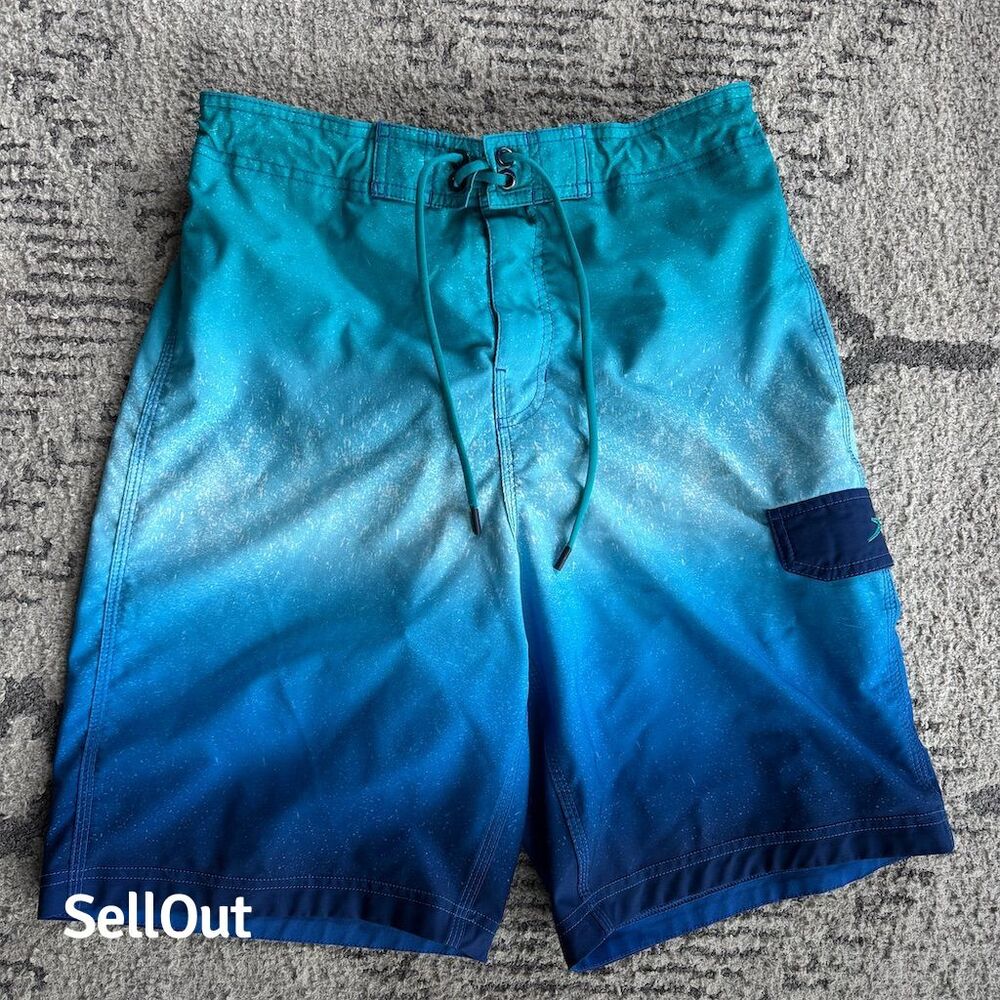 Speedo Men's Blue Ombre Board Shorts Swim Trunks Size M Standard